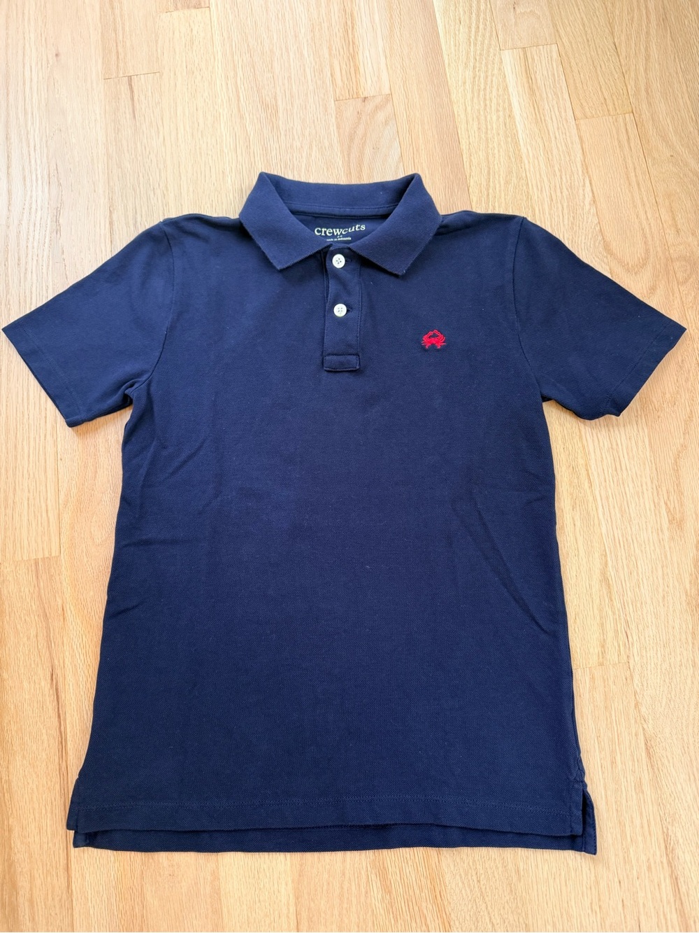 Crewcuts Navy Polo with Small Embroidered Red Crab